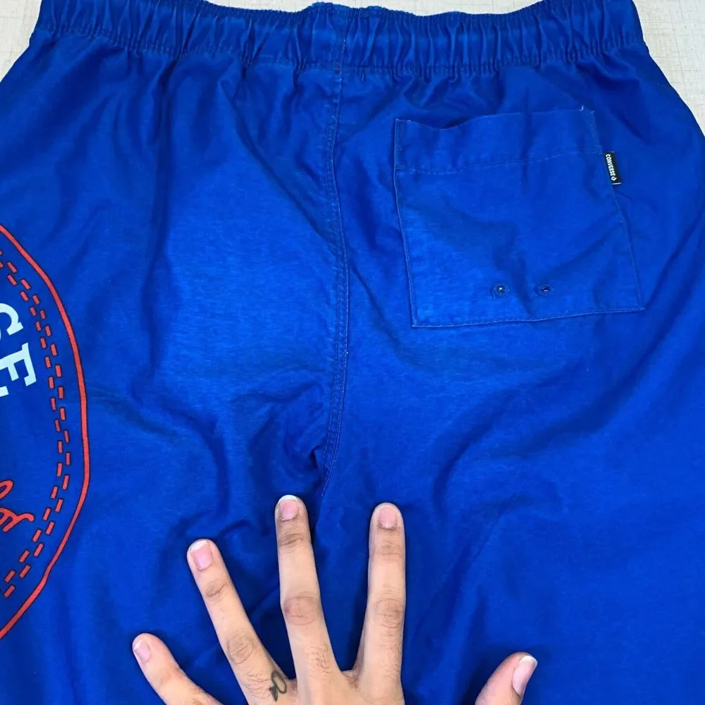 Converse Swim Trunks Boys L Large Blue Elastic Waist Inner Lined Beach Shorts